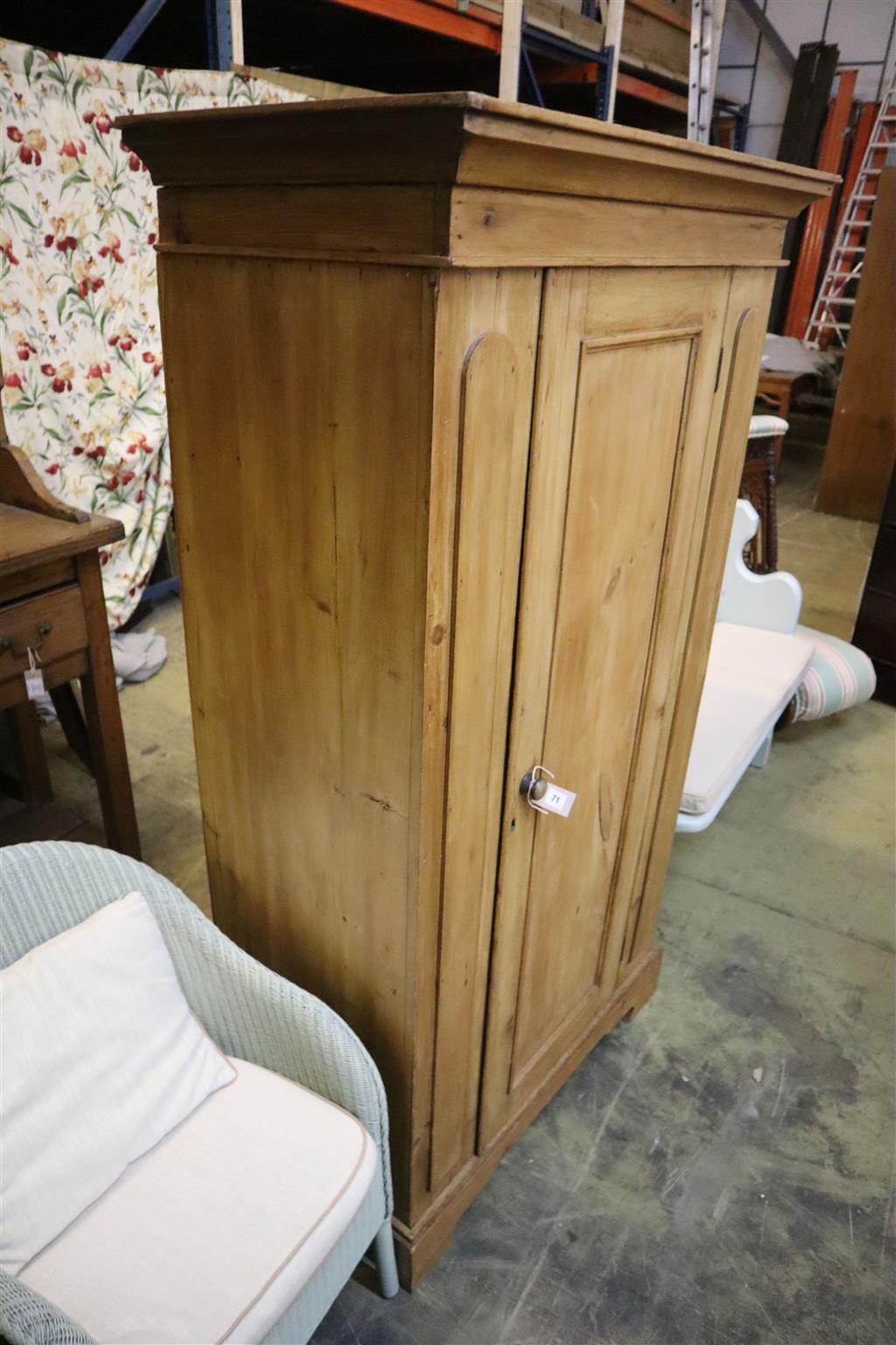 A small Victorian pine wardrobe, width 98cm, depth 50cm, height 172cm
